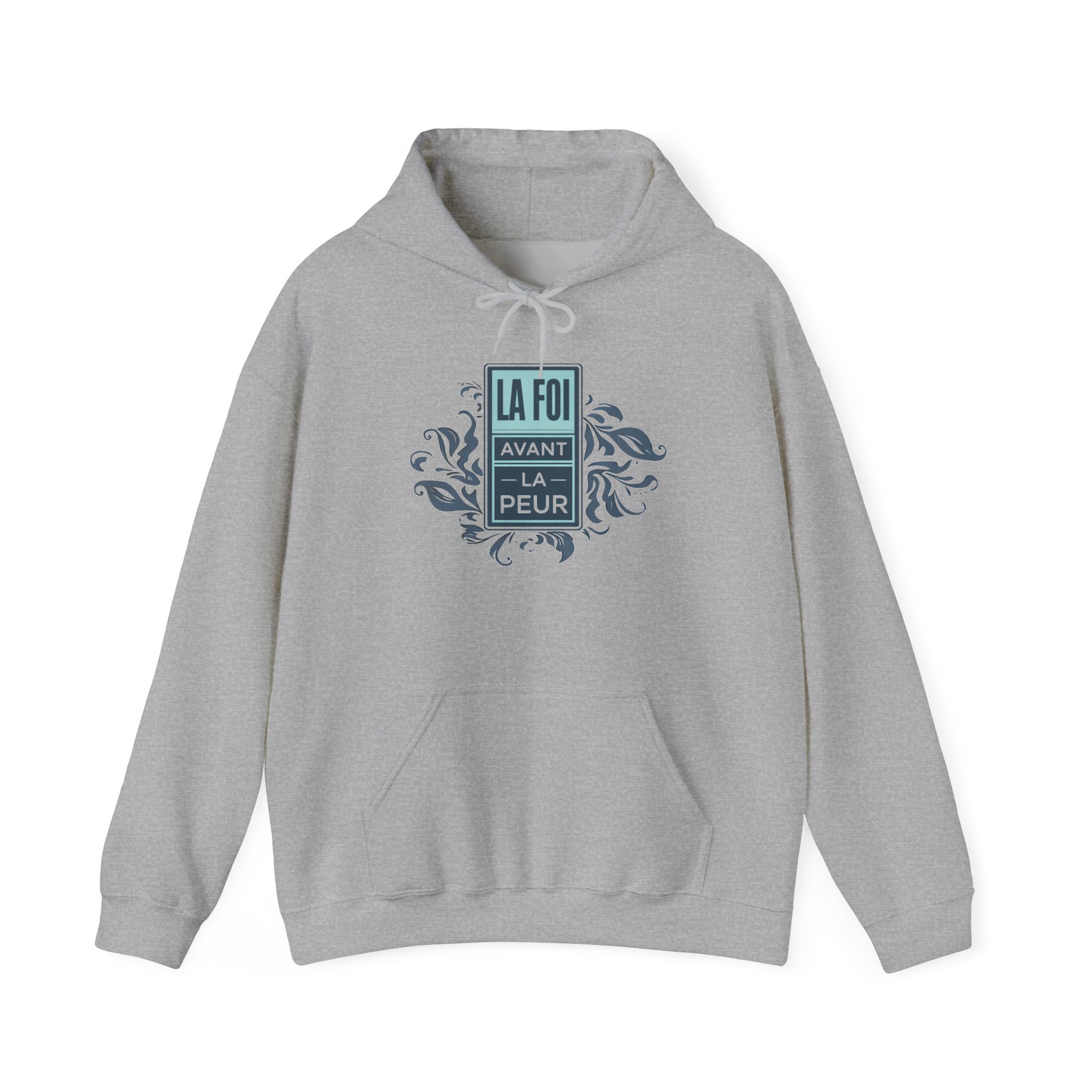La Foi Avant La Peur hoodie | French faith slogan sweatshirt, ornamental design - Image 9