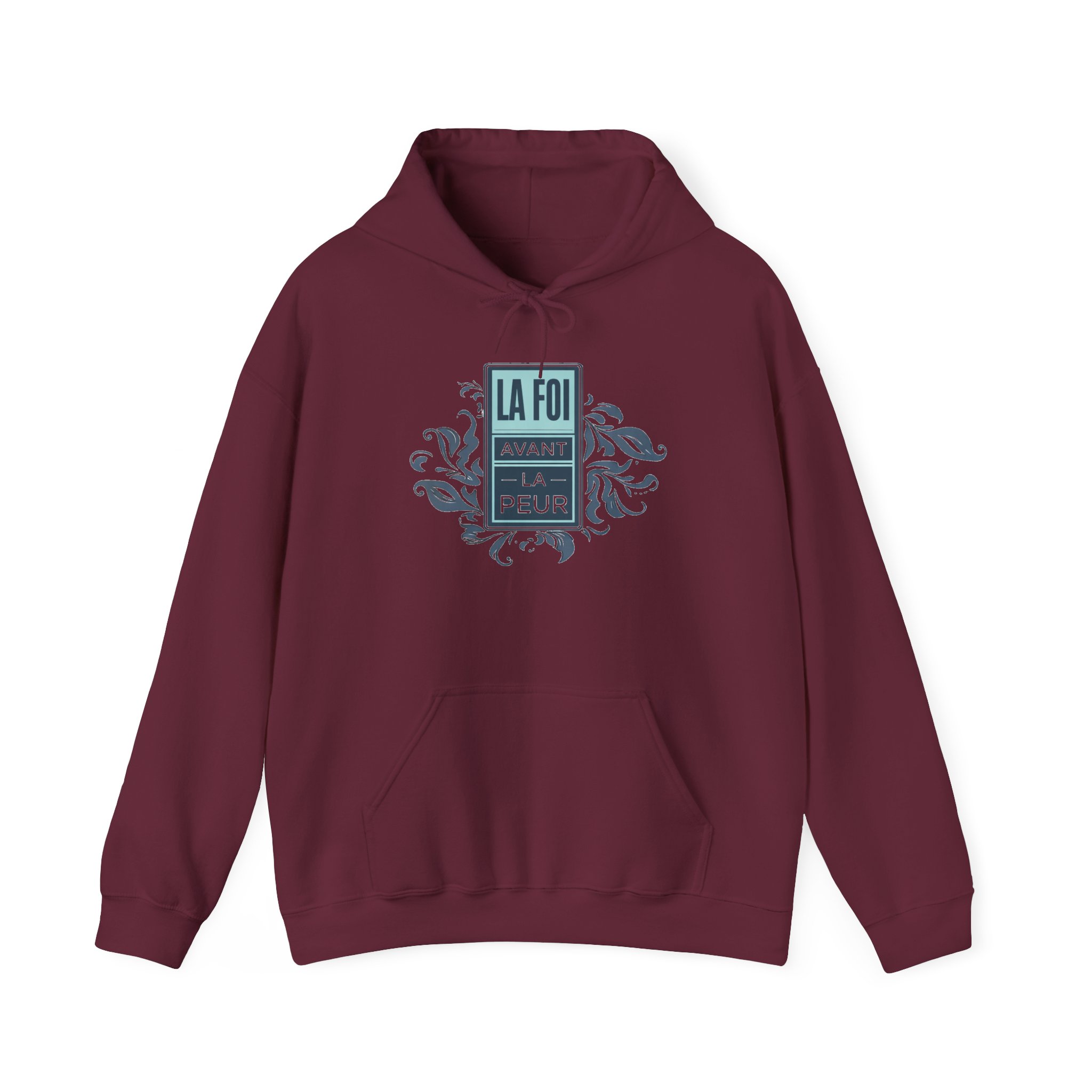 La Foi Avant La Peur hoodie | French faith slogan sweatshirt, ornamental design - Image 13