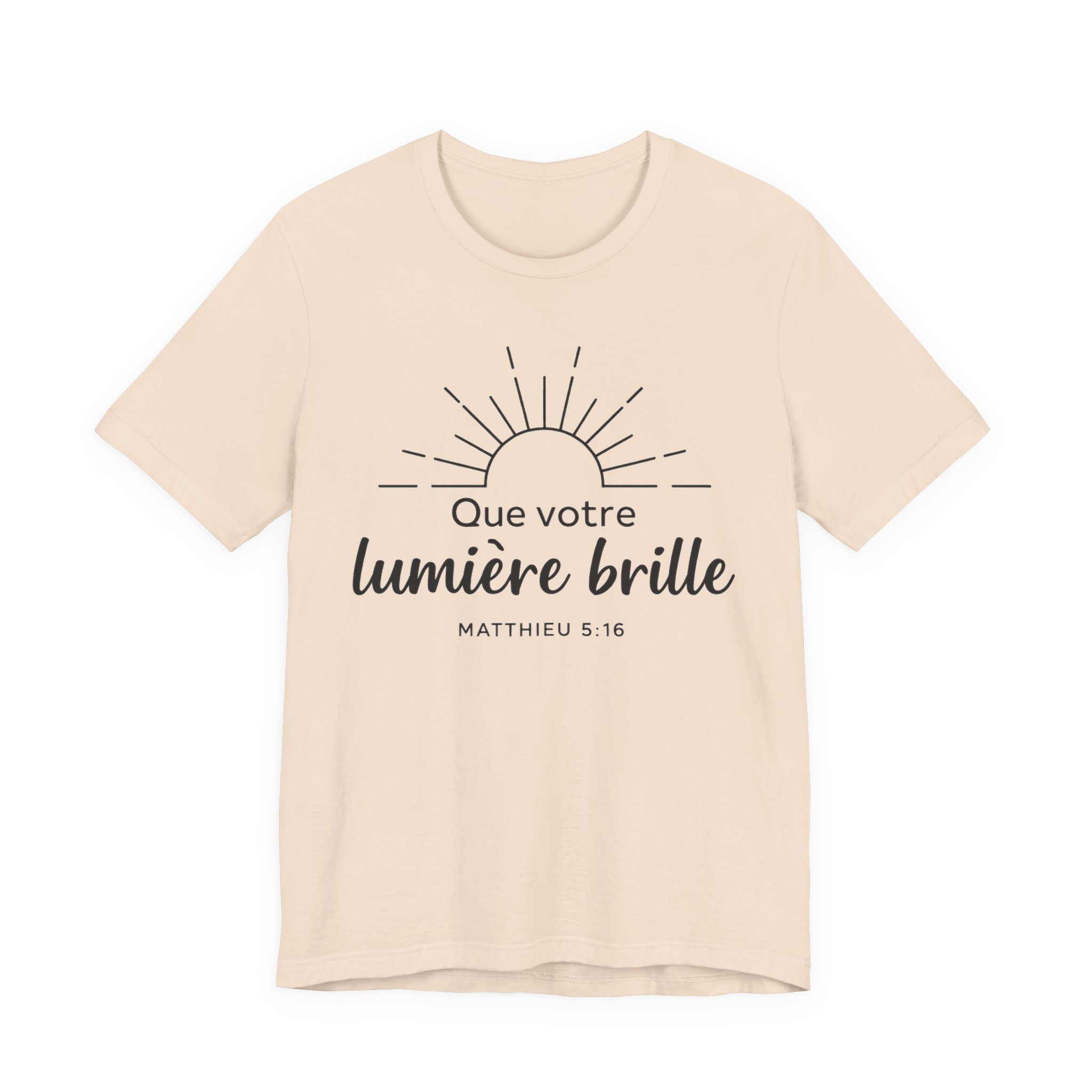 Que votre lumière brille T-Shirt | French Bible Verse Matthew 5:16 Sunrise Design - Image 5