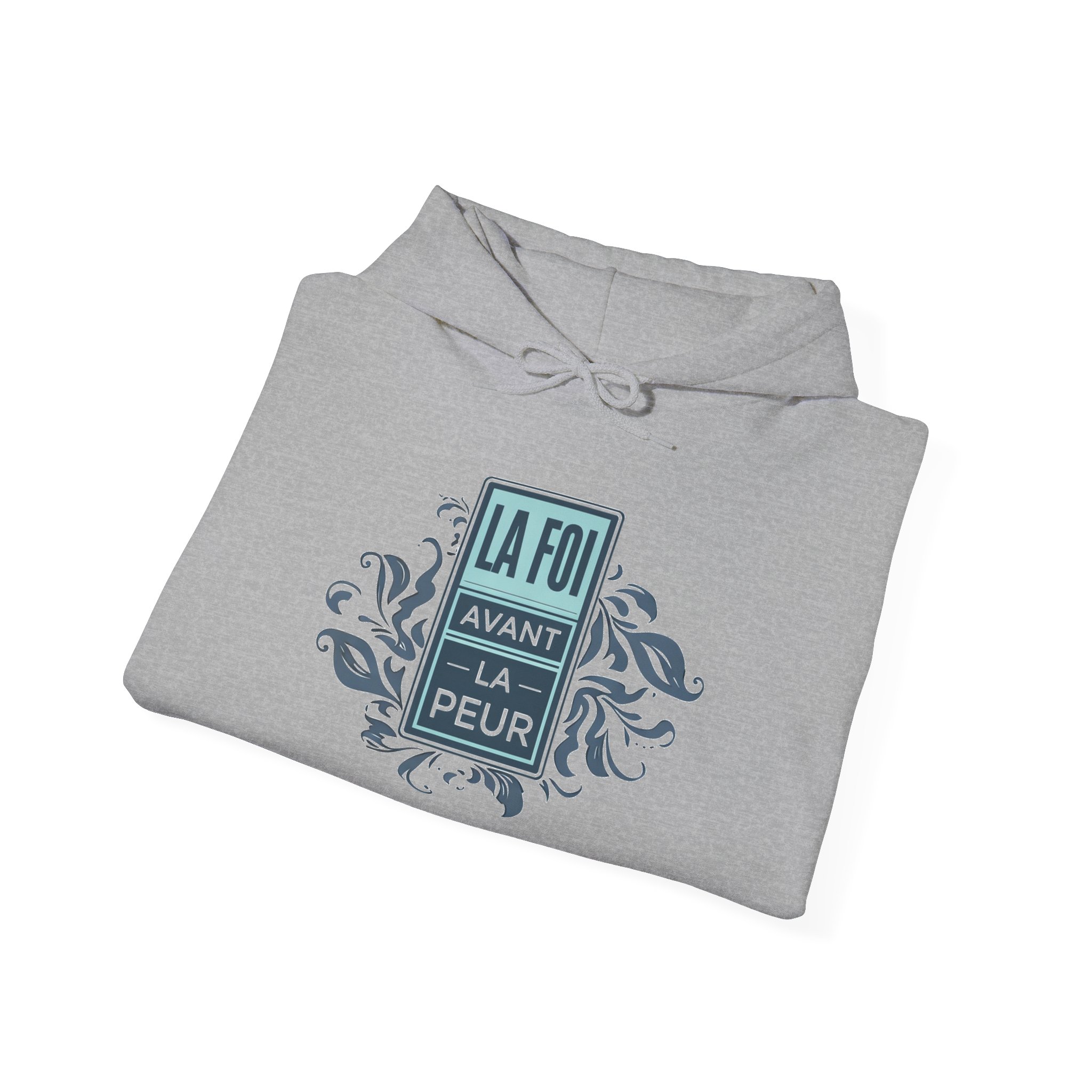 La Foi Avant La Peur hoodie | French faith slogan sweatshirt, ornamental design - Image 12