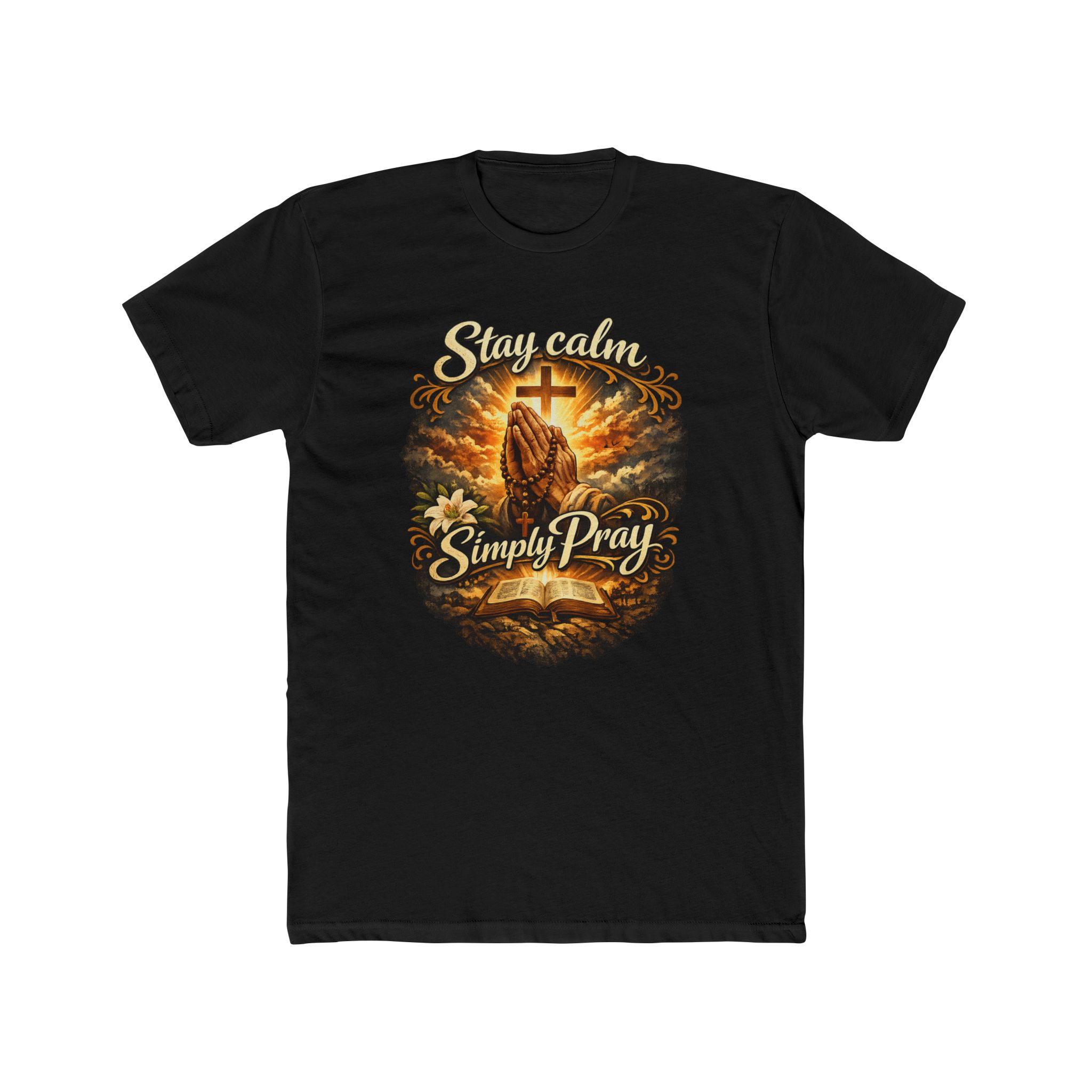 Stay Calm & Simply Pray Christian Tee — Faith-Based Prayer Shirt with Cross Design - Image 4